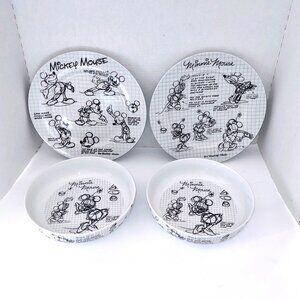 Sketch Book Mickey and Minnie 4-piece Dinner Set